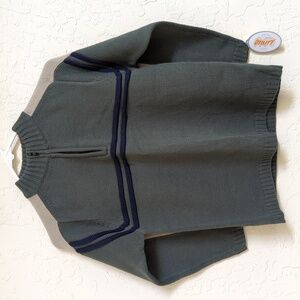 Utility Vintage Boys Quarter Zip Green Knit Long Sleeve Sweater Size Medium